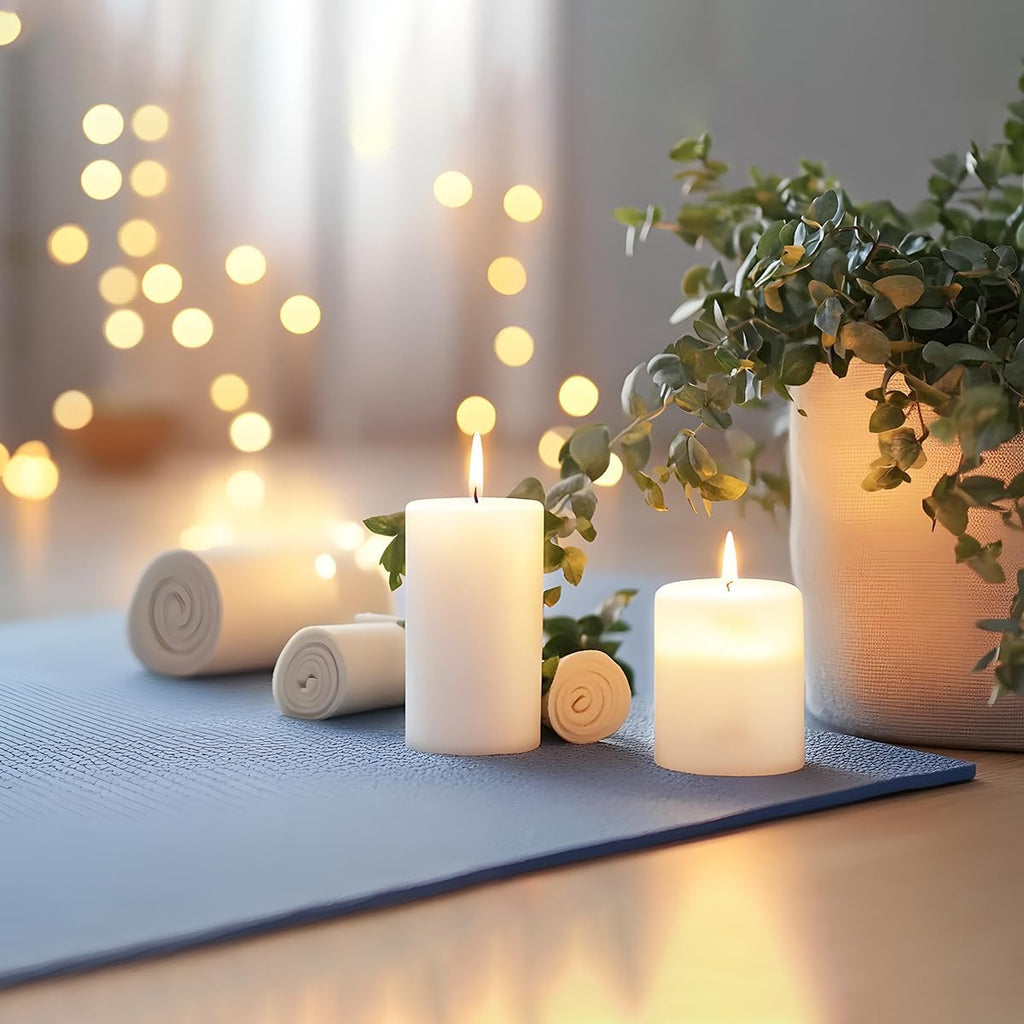 6 Packs Dripless White Pillar Candles, Unscented 2.75x4 Inch Cylinder Wax Candles for Home Table Holiday Party Spa Decor Emergency