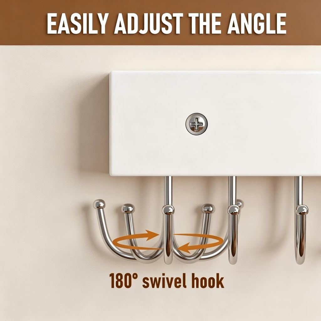 4Pack Necklace Wall Holder Wooden Mount Bulk with 56 Hooks White