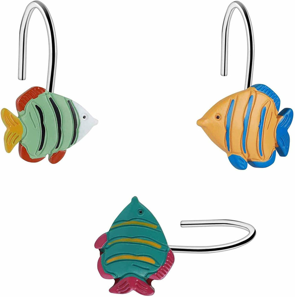 Fish Shower Curtain Hooks, Decorative Shower Curtain Hooks -12PCS