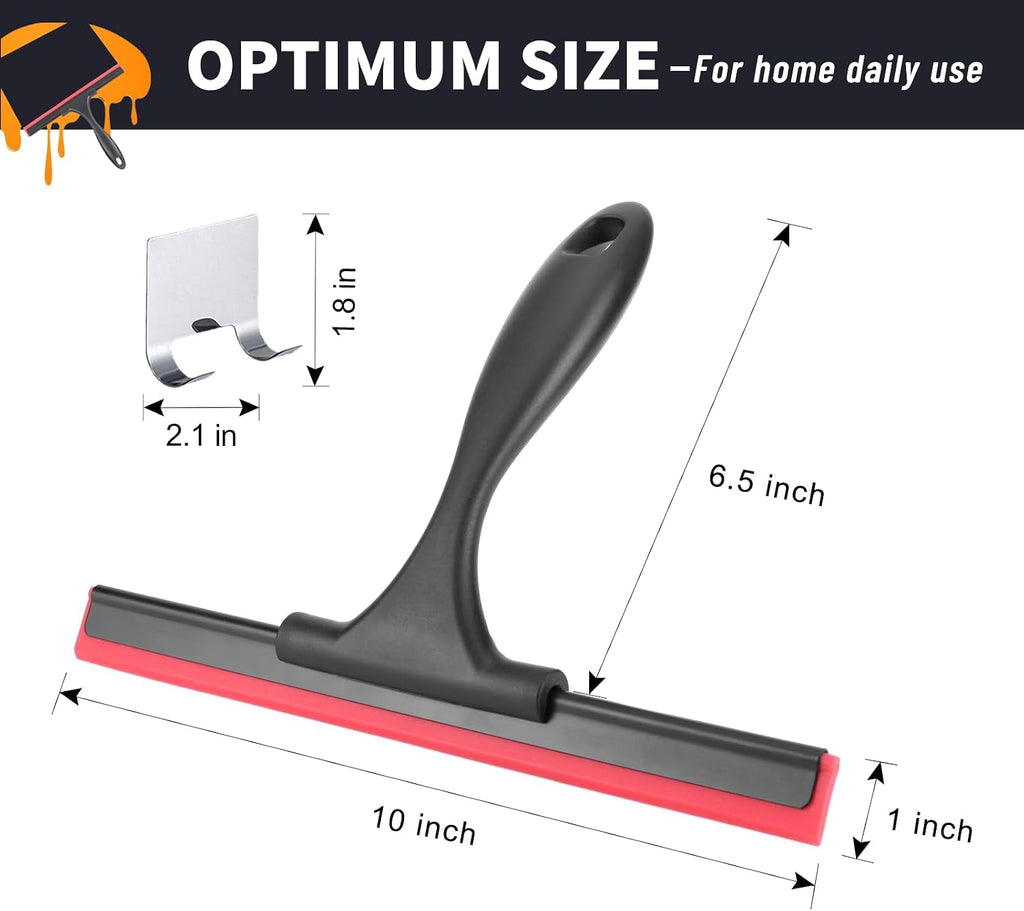 SetSail Squeegee for Shower Glass Door,10 Inches, Black Red