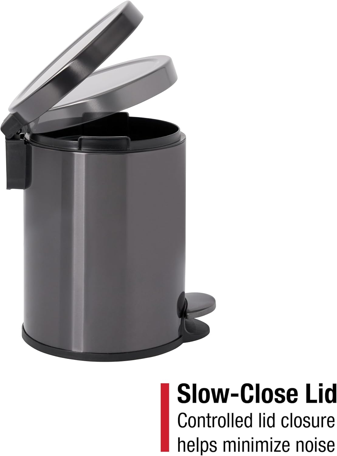 Rubbermaid Stainless Steel Round Step-On Wastebasket with Lid, 1.6-Gallon