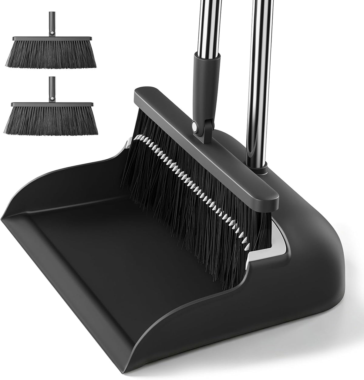 MOPALL Broom with Dustpan Combo Set with 53" Long Handle Inc 2 Broom Heads