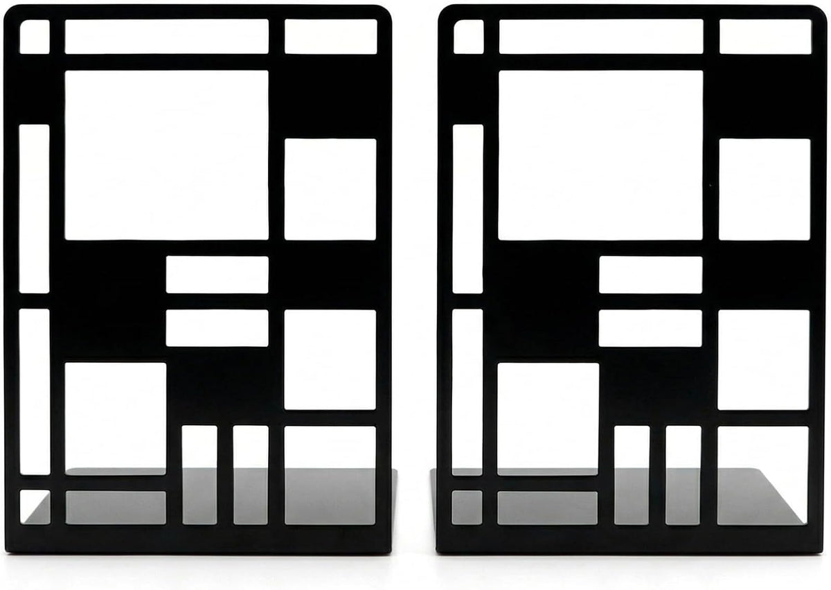 Black Metal Bookends for Shelves, 1 Pair