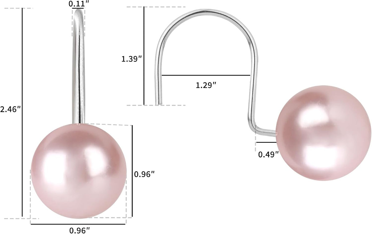 Pearl Shower Curtain Hooks, 12PCS Stainless Steel Anti Rust Artifical Pearl Decorative Shower Curtain Hooks Cute Theme Shower Curtain Hooks for Bathroom Bedroom Room Decor (Pink)