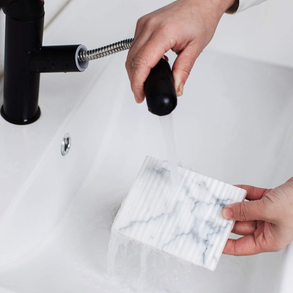 Draining Marble Soap Dish Holder for Bathroom Shower, Non-Slip & Quick Dry