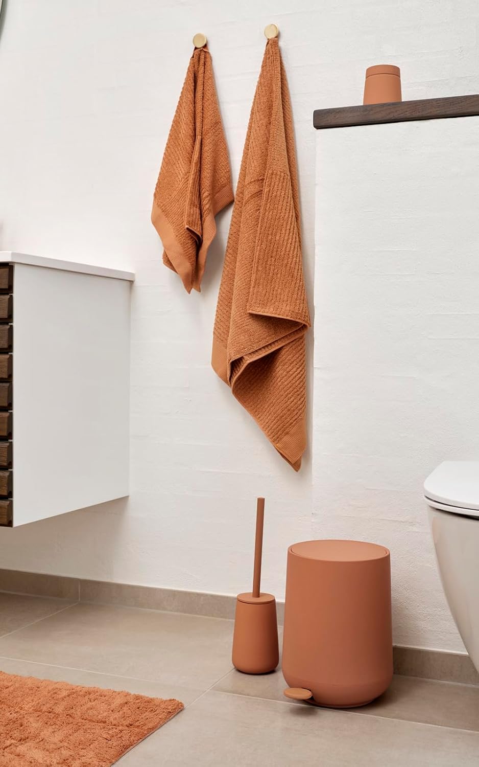 Zone Denmark Nova One Ceramic Toilet Brush with Brush Holder, Soft Touch Coating, Diameter 10.3 cm, Height 37 cm, Mandarin
