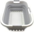 SAMMART 41L (10.8 gallon) Collapsible Plastic Laundry Basket - Foldable Pop Up Storage Container/Organizer - Portable Washing Tub - Space Saving Hamper/Basket (3 handled rectangular, Grey/Grey)