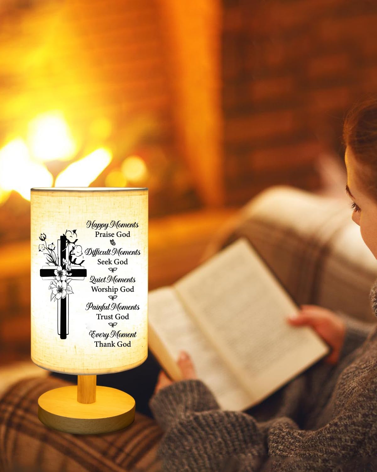 Christian Gifts for Women Faith, Spiritual Inspirational Fabric Table Lamp