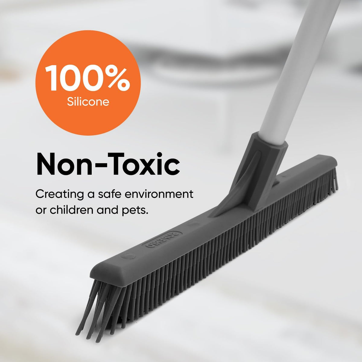 Superio 16” Pet Hair Remover Silicone Broom Head Only - Carpet Rake for Fur Removal - Rug Rake to Fluff Carpet – for Dust on Hardwood Floor & Tile – Rinse to Clean