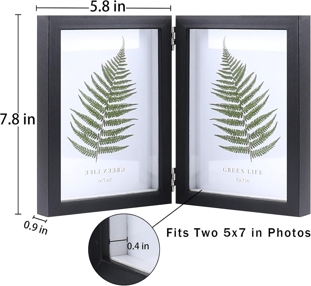 AVEAX Double 5x7 Picture Frame Black Wood Photo Frame Shadow Box Frame