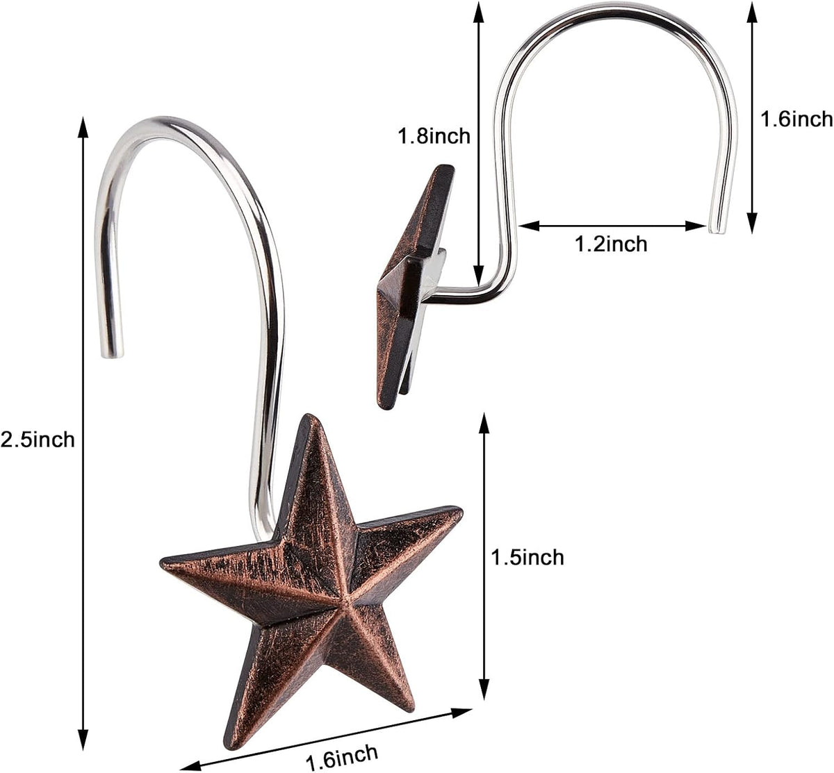 AGPtek Star Shower Curtain Hooks, 12PCS