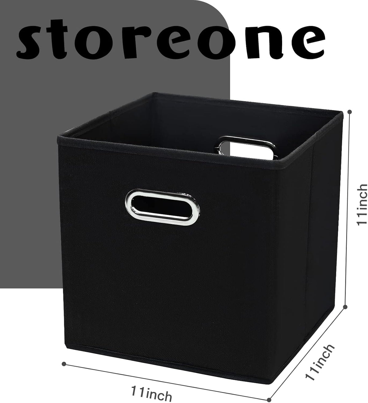 STOREONE Black Fabric Storage Bins Cubes Baskets Containers-(11X11X11) with Dual Handles Cube Storage Organizer Bins for Shelf Closet, Bedroom Organizers, Foldable Set of 3 (Black )
