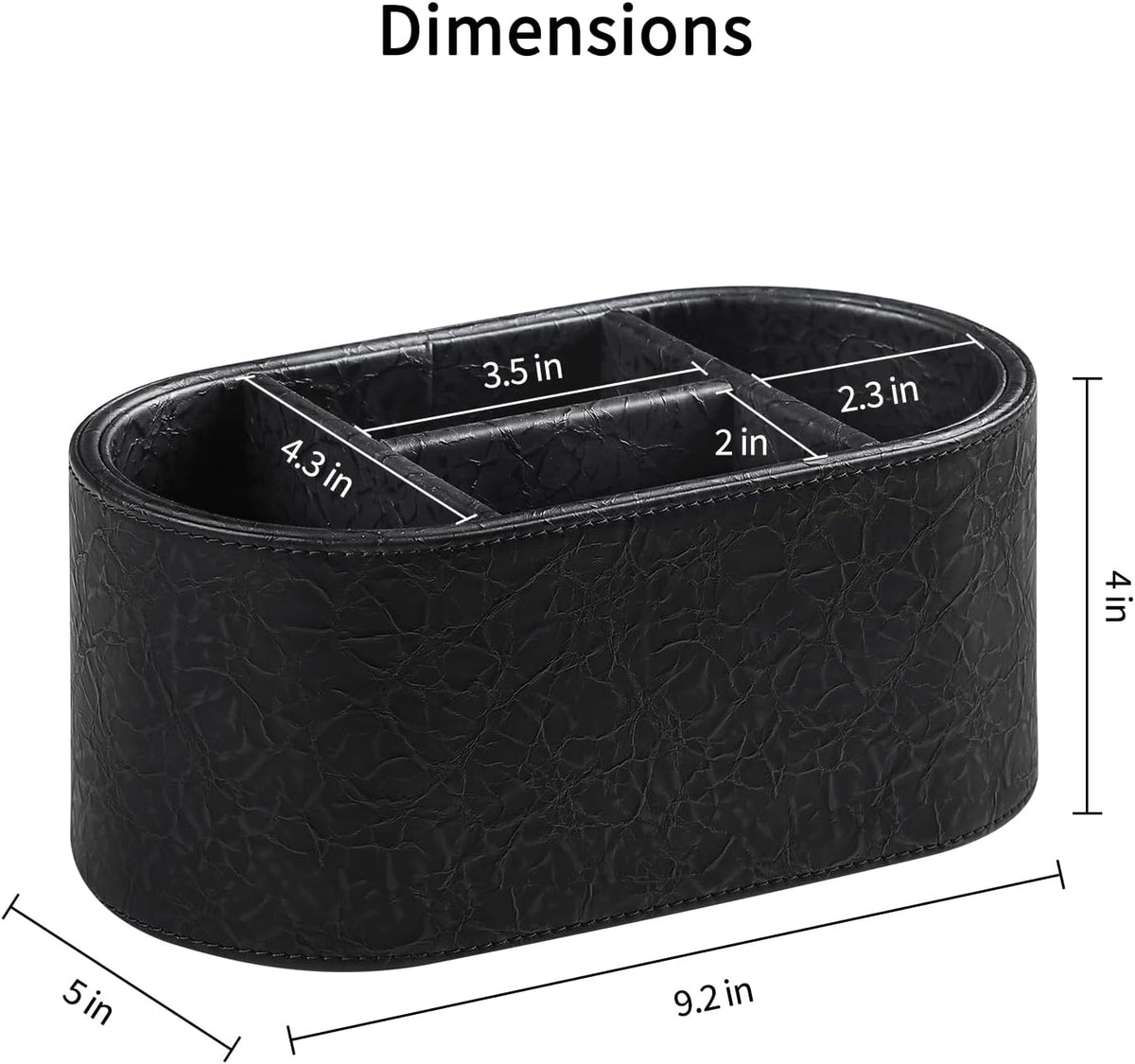 Oval Remote Control Holder, Nightstand Organizer Desk Caddy (Black)