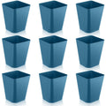 Hoolerry 9 Pieces Garbage Can 2 Gallon Small Trash Cans Bulk Bathroom Trash Bin Plastic Wastebasket Square for Bedroom Slim Bathroom Trashcan Small Container for Kitchen Office Home (Bluish Green)