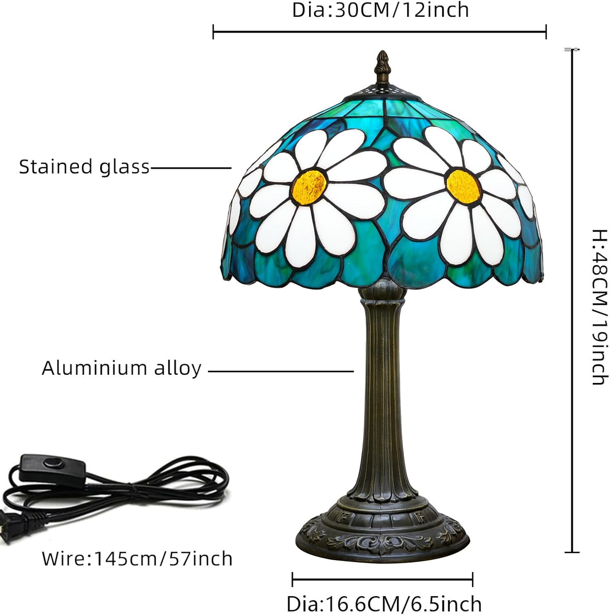 Tiffany Lamp Stained Glass Table Lamp Chrysanthemum Bedside Lamps Bedroom Living Room Dining Room Office Decoration Desk Lamp Home Decoration Creative Gift
