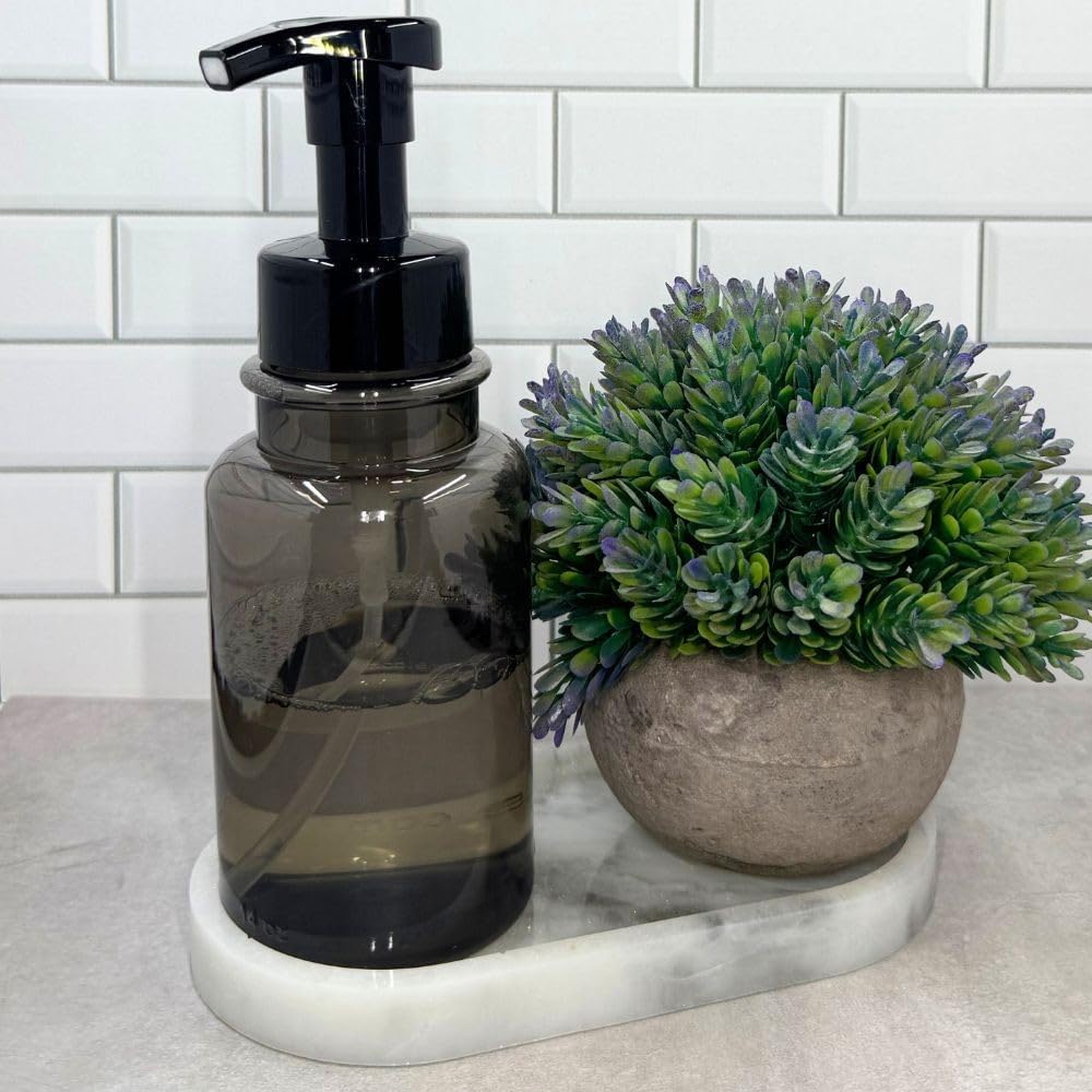 14 oz Plastic Foaming Soap Bottle Dispenser (Gray/Black)