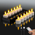 HL Rechargeable LED Tea Lights with USB Charging Base & Remote Timer