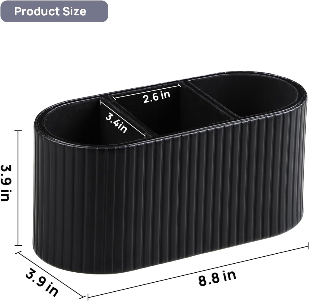 Oval Pen Holder for Desk, Remote Control Holder, Black