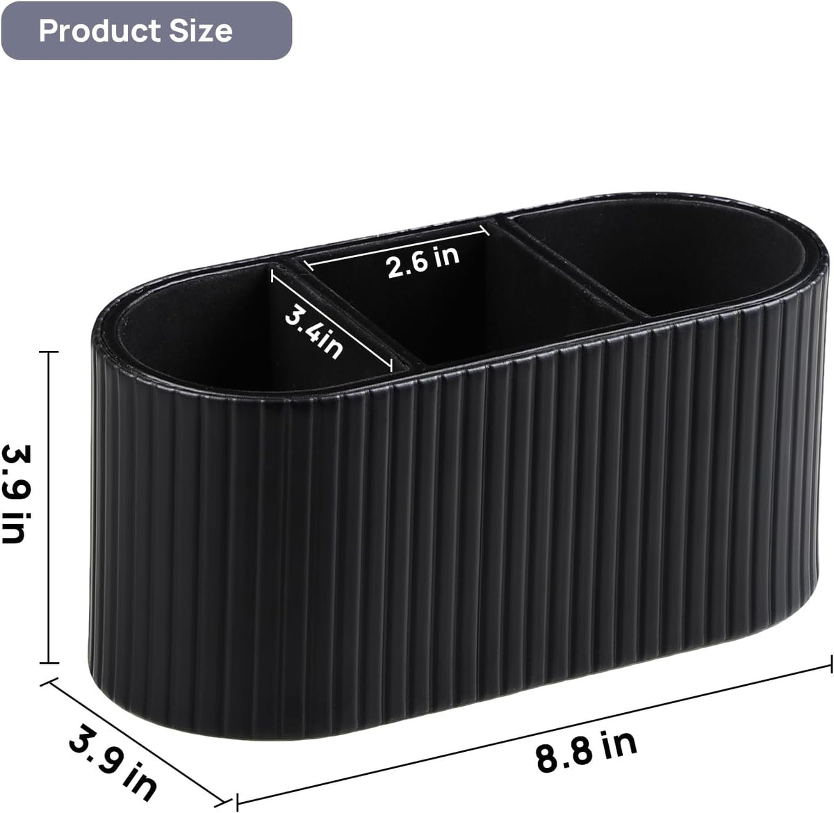 Oval Pen Holder for Desk, Remote Control Holder, Black