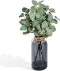 SwanMoon Artificial Eucalyptus Stems in Glass Vase with Faux Water, 14 Inch Mini Faux Greenery Plant for Bathroom Vanity, Coffee Table, Farmhouse Office, Wedding Home Table Centerpieces Decor