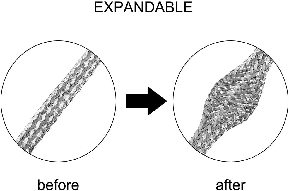 uxcell 23Ft - 13/64 Inch 304 Stainless Steel Sleeving Expandable Hose Cover