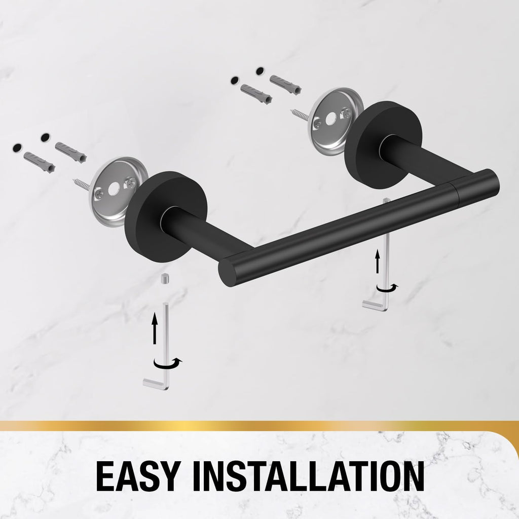 HITSLAM Matte Black Toilet Paper Holder, Double Post Pivoting, SS304