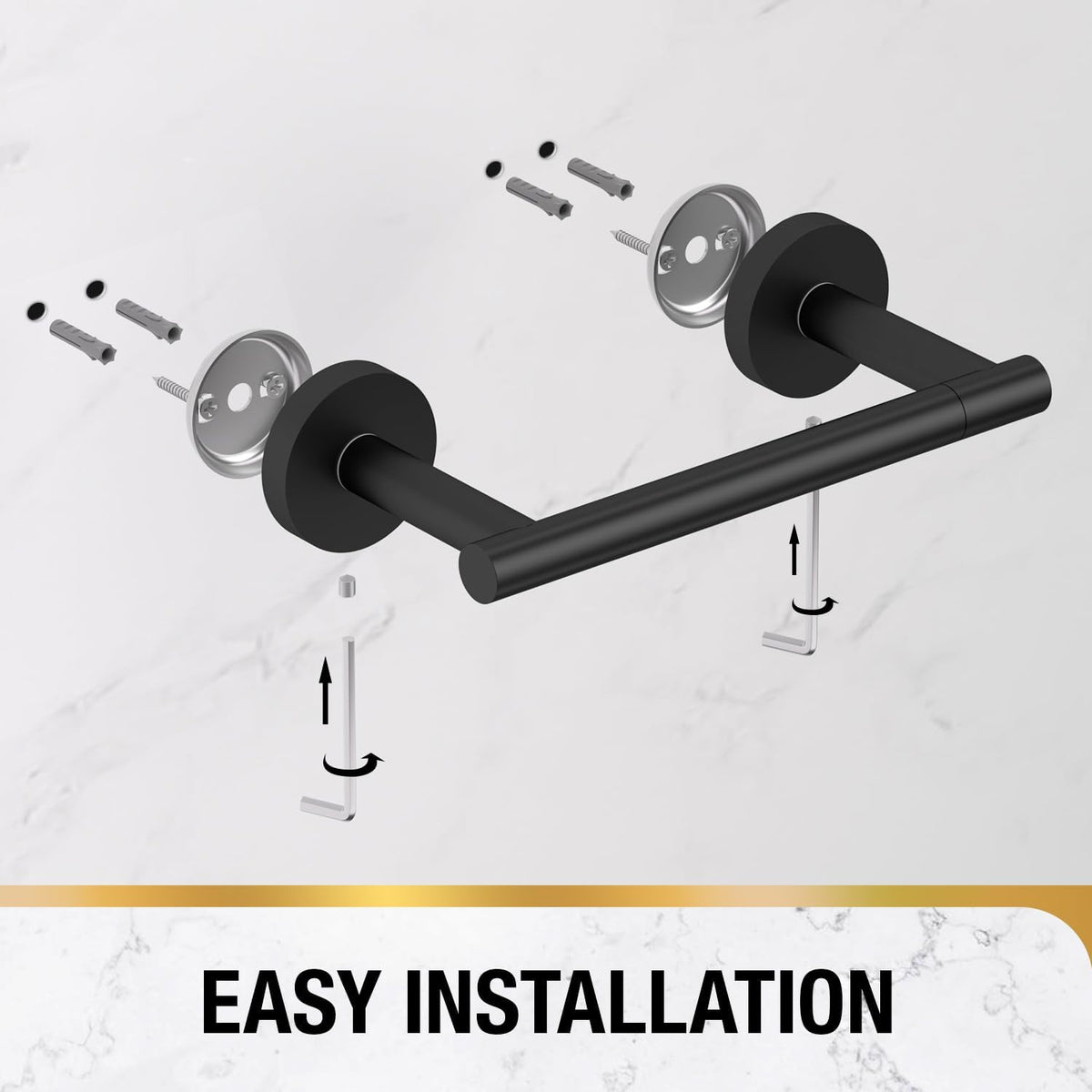HITSLAM Matte Black Toilet Paper Holder, Double Post Pivoting, SS304