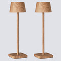 Cordless Rechargeable LED Table Lamp Set of 2, Wood Grain