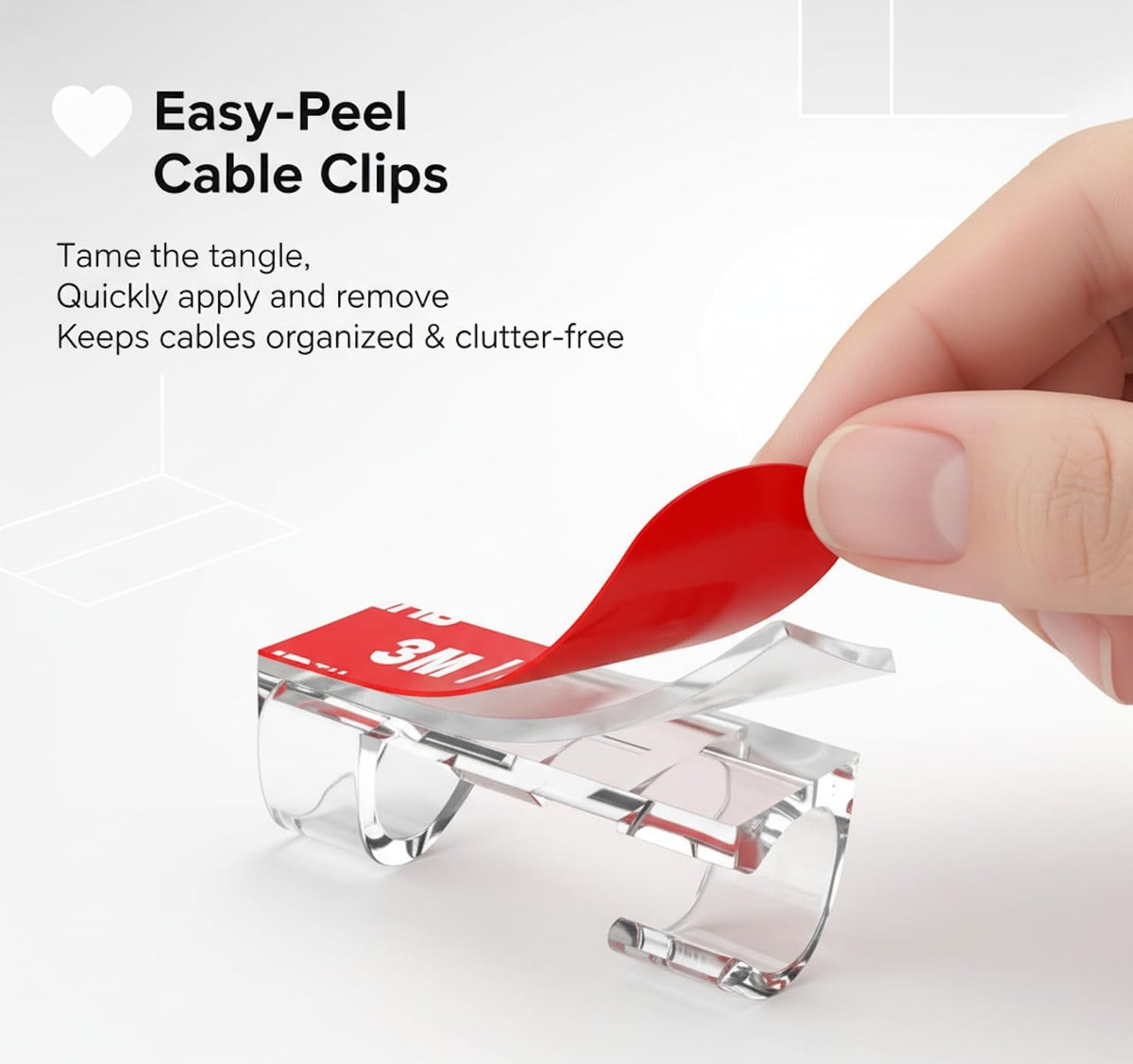 100Pcs Clear Adhesive Cable Clips,Wire Clips Cord Holder Cable Management Finisher Wire clamp for Light,Desk,Desk,Wall,Wire Hider for Cords Max.1/4" (100, Red Film)