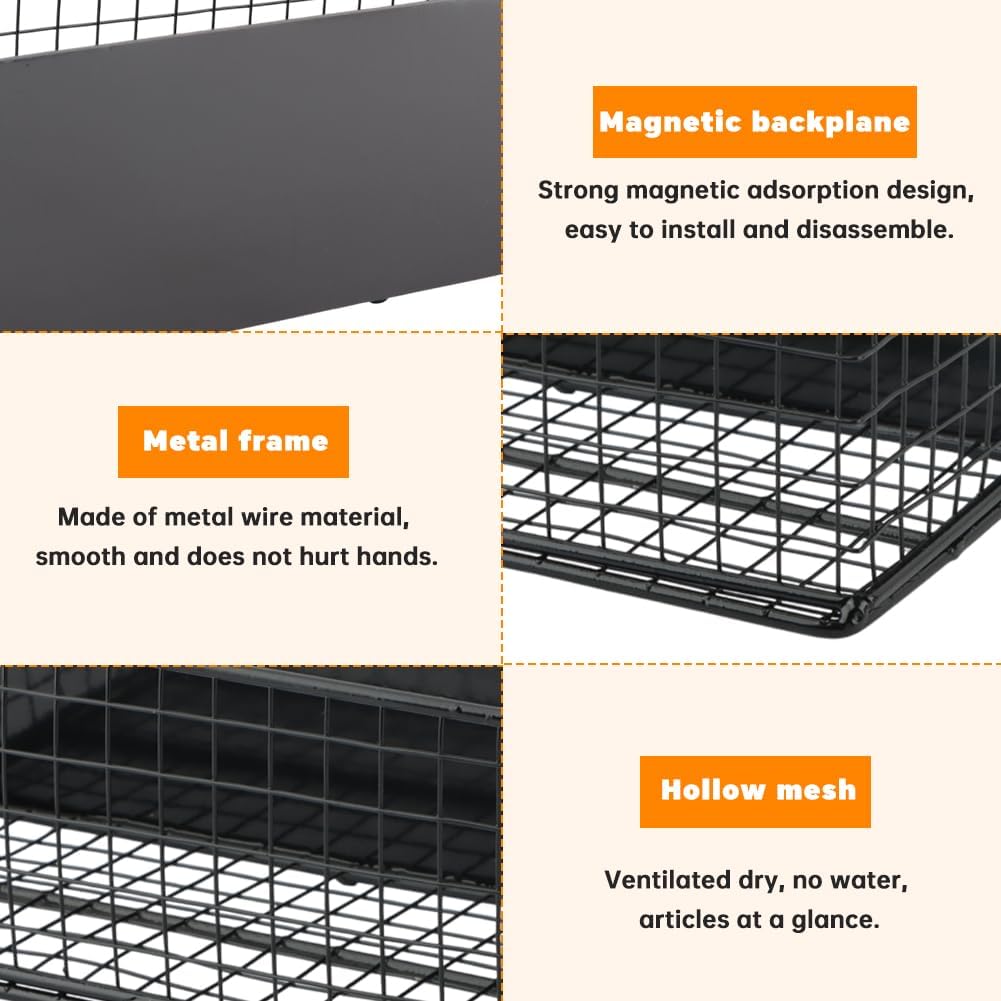 Magnetic Shelf Fridge Basket Bin, Dryer Ball Holder Whiteboard Cabinet