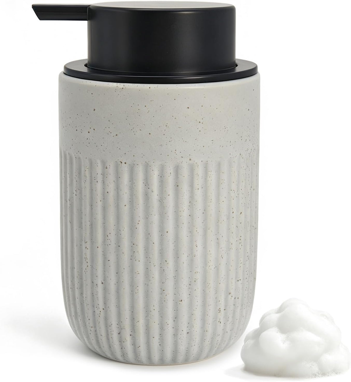 Blue Ceramic Foaming Soap Dispenser for Bathroom Countertop 13oz