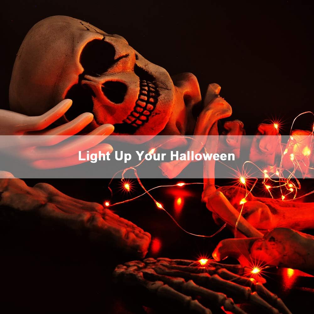 Brizled Halloween Lights Orange, 20 LED Indoor Battery Fairy Lights 12 Pack
