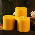3x3 inch Natural Yellow Beeswax Pillar Candles - 3 Pack - Unscented