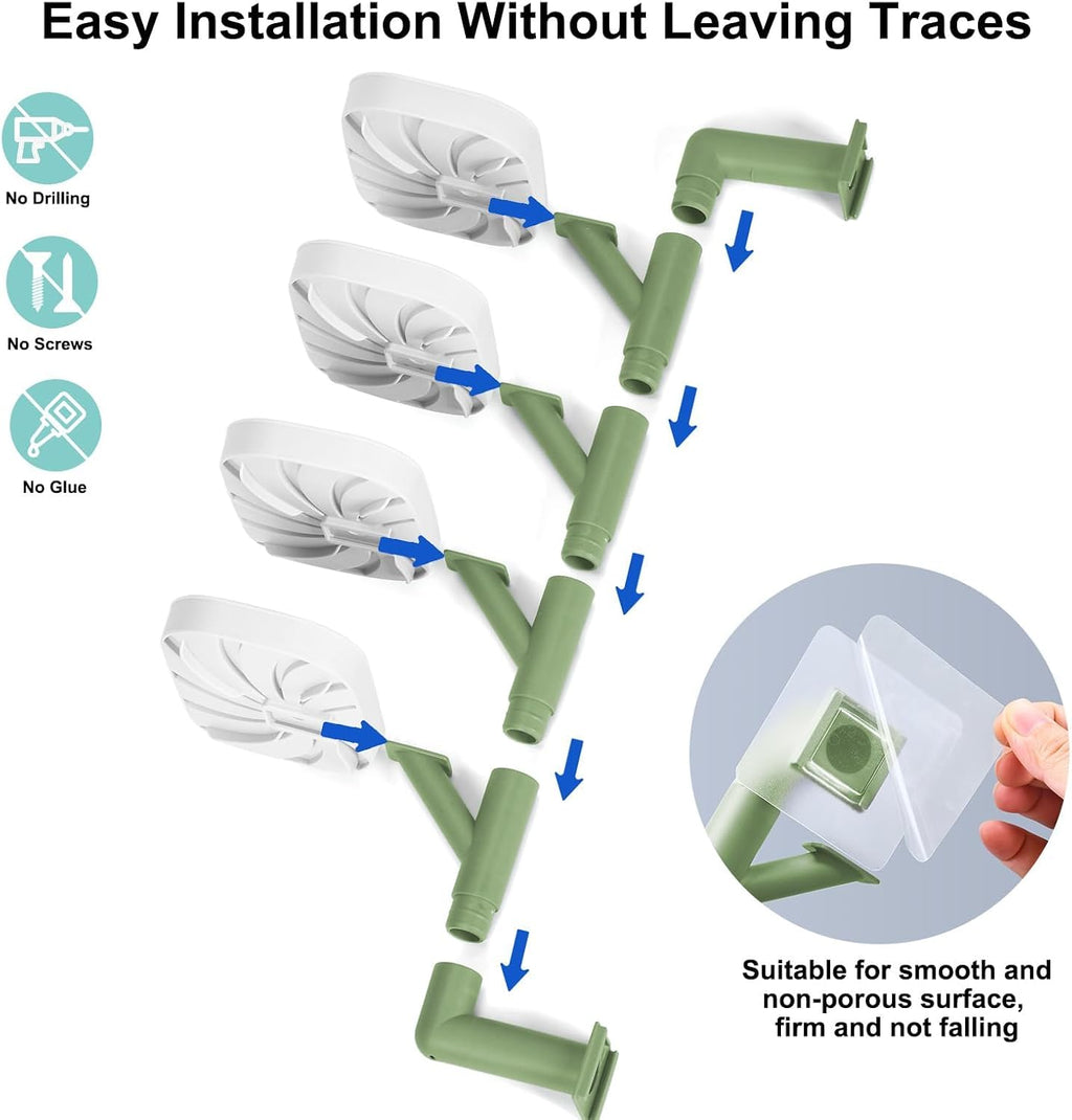 Soap Holder Four Layer Wall Mounted NO-Drilling Rotatable Self-draining Removable Soap Dish for Shower Bathroom Tray,Self Draining Sponge Holder,Razor Holder（White/Green）