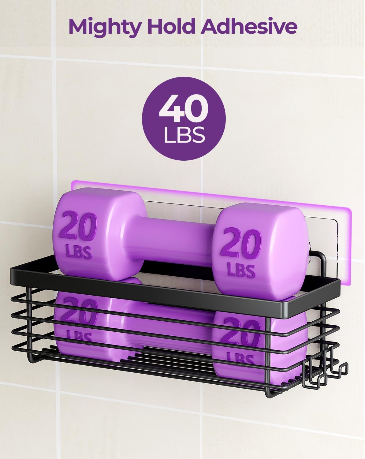 ODesign Shower Shelves Adhesive 3 Pack Stainless Steel Storage Shelve-Black