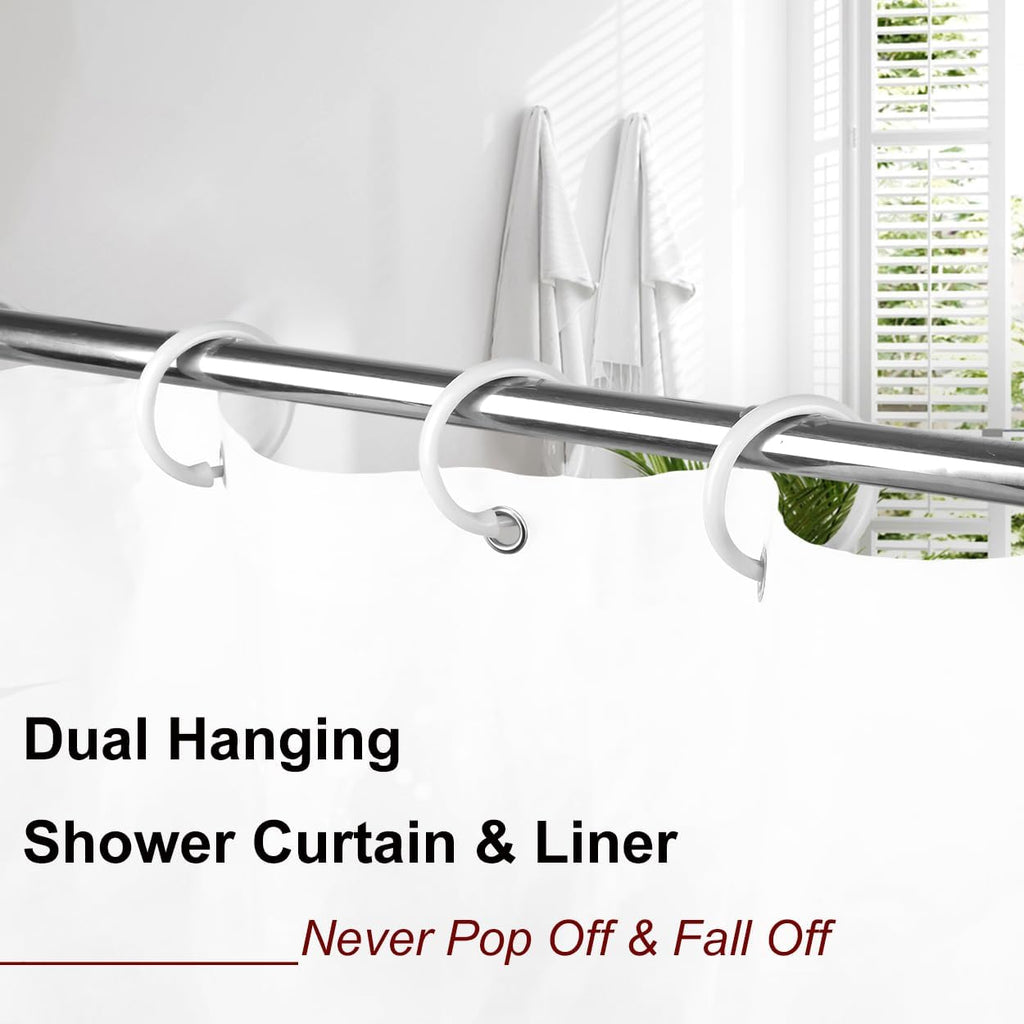 Kutesna 24PCS Shower Curtain Hooks,White Shower Curtain Rings