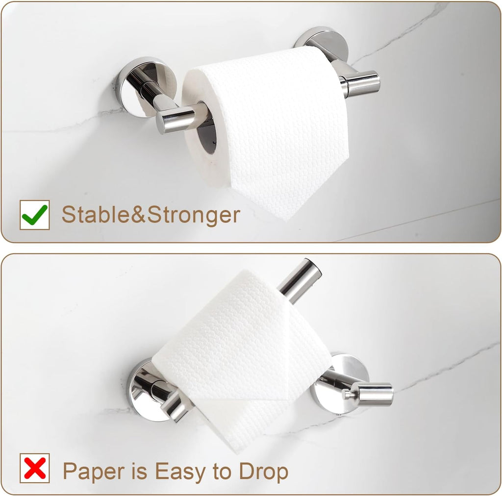 BGL Toilet Paper Holder Mirror Polish Wall Mount, Bathroom Toilet Paper Holder Brushed Nickel SUS 304 Stainless Steel, Double Post Pivoting Toilet Paper Roll Holder for Bathroom RV