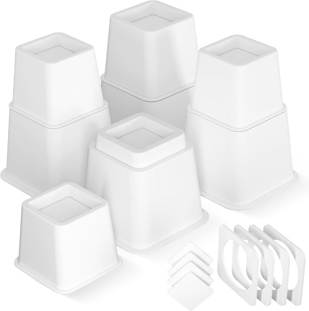 Utopia Bedding Adjustable Bed Risers 3 & 5 Inch, White, 4-Pack