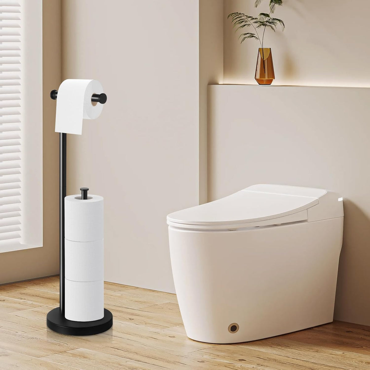 Toilet Paper Holder Stand, Bathroom Toilet Paper Stand with Large Reserve
