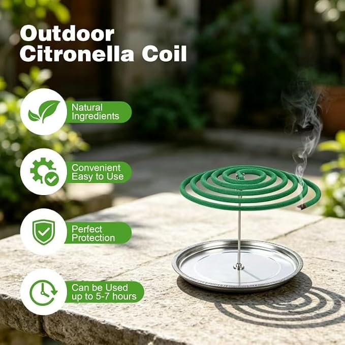 Citronella Incense Coil Outdoor – Citronella Coils for Patio, Backyard Garden & Camping(20 coils & Stands)