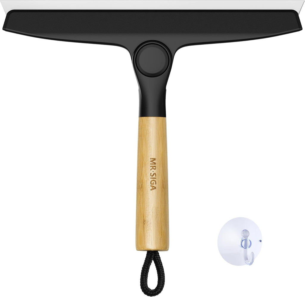 MR.SIGA Silicone Squeegee for Shower Door, Mirror, Glass, 10 inch, Black