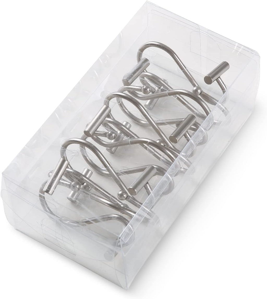Nickel Shower Curtain Hooks, Rust Proof Shower Curtain Rings for Bathroom, Silver Metal Decorative Shower Curtain Hooks Hangers for Shower Curtain Rod, Set of 12 T-Bar Design