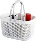 Plastic Portable Shower Caddy Basket, Storage Organizer with Handle, White