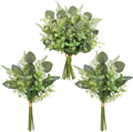 Mixed Artificial Eucalyptus Stems Bulk 15pcs 5 Kinds Faux Silver Dollar Eucalyptus Fern Leaves Picks Artificial Greenery Stems Sprays Bouquet for Vase DIY Wedding Bouquet Floral Arrangement Home Decor