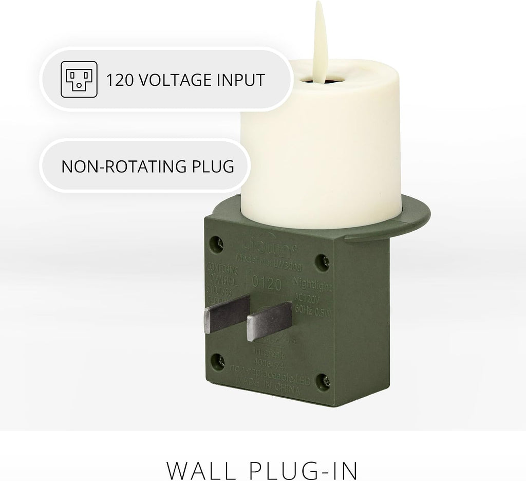 Luminara Flameless Candle Nightlight w/Dusk to Dawn Light Dark Auto Sensor, Loden Green Wall Plug Indoor Night LED Light w/Real-Flame Effect Technology, Bathroom Bedroom Hallway, No Remote Needed