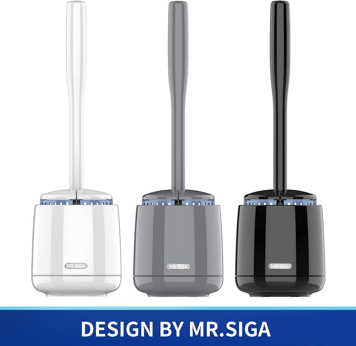 MR.SIGA Toilet Bowl Brush and Holder, Sturdy Long Handle, Gray, 1 Pack