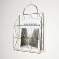 Magazine Rack with Handle, Letter Rack Newspaper Holder File Oragnizer Wall Mounted Decorative Storage Basket, Metal Organiser for Office Living Room Bedroom, Gold