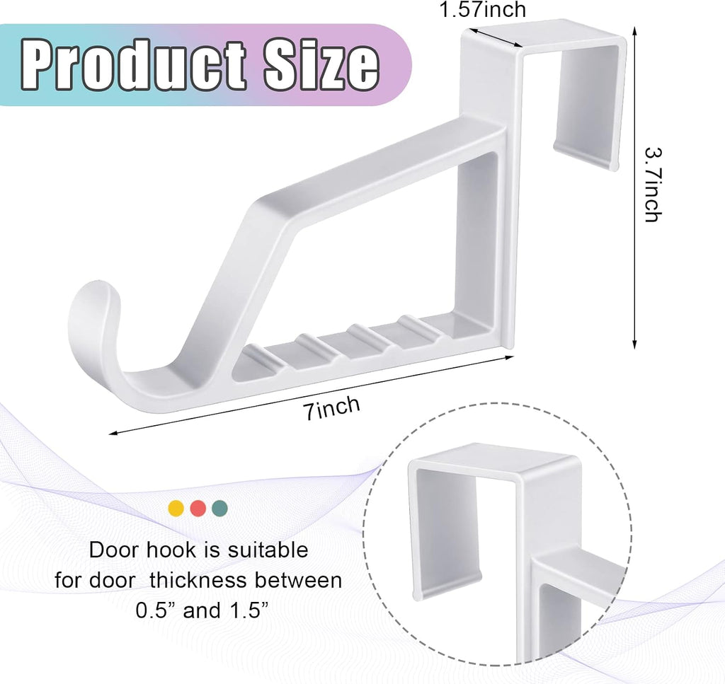 Maitys Space Saving Plastic Over Door Hooks Door Hanger Hooks Multi Hanging Storage Organizers Door Hangers Door Towel Hooks for Coats, Towels, Bags, Hats, Scarves Home Accessories(White, 8 Pieces)