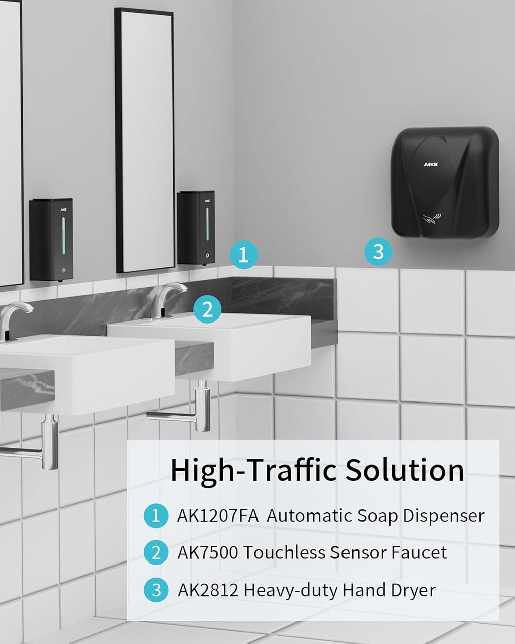 AIKE Automatic Foam Soap Dispenser 33.8oz for Bathroom,Matteblack AK1207FA
