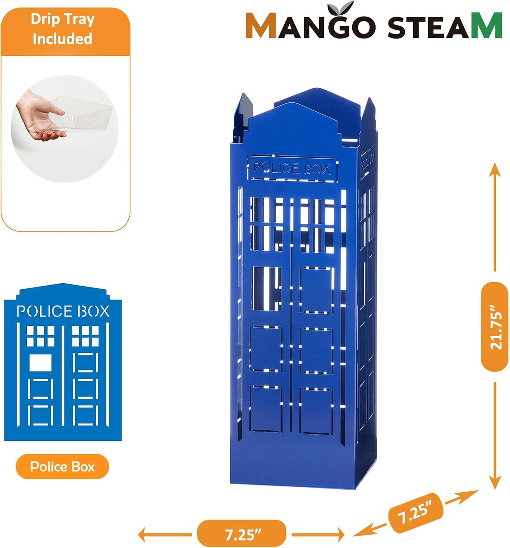 Mango Steam Police Box Blue Umbrella Stand - for Entryway & Living Room…